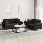 vidaXL 2-tlg. Sofagarnitur mit Kissen Schwarz Samt vidaXL 2-tlg. Sofagarnitur mit Kissen Schwarz Samt