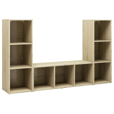 vidaXL TV-Schränke 3 Stk. Sonoma-Eiche 107x35x37 cm Holzwerkstoff