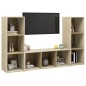 vidaXL TV-Schränke 3 Stk. Sonoma-Eiche 107x35x37 cm Holzwerkstoff vidaXL TV-Schränke 3 Stk. Sonoma-Eiche 107x35x37 cm Holzwerkstoff