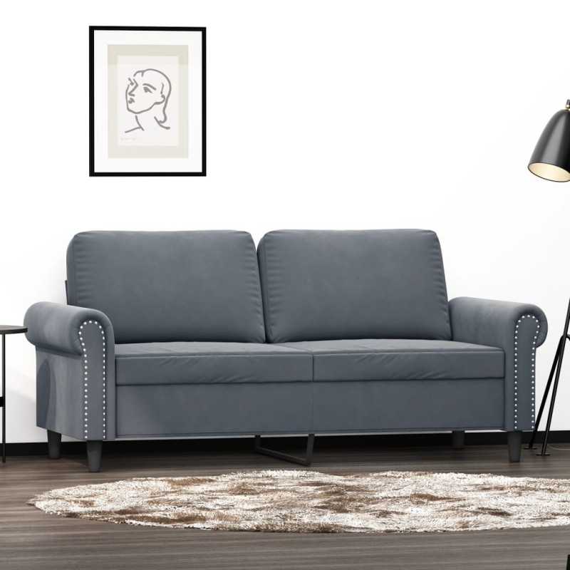 vidaXL 2-Sitzer-Sofa Dunkelgrau 140 cm Samt vidaXL 2-Sitzer-Sofa Dunkelgrau 140 cm Samt