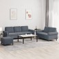 vidaXL 3-tlg. Sofagarnitur mit Kissen Dunkelgrau Samt vidaXL 3-tlg. Sofagarnitur mit Kissen Dunkelgrau Samt