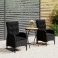 3-tlg. Garten-Bistro-Set Poly Rattan und Akazienholz Schwarz 3-tlg. Garten-Bistro-Set Poly Rattan und Akazienholz Schwarz