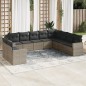 vidaXL 10-tlg. Garten-Sofagarnitur mit Kissen Grau Poly Rattan vidaXL 10-tlg. Garten-Sofagarnitur mit Kissen Grau Poly Rattan