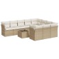 vidaXL 11-tlg. Garten-Sofagarnitur mit Kissen Beige Poly Rattan vidaXL 11-tlg. Garten-Sofagarnitur mit Kissen Beige Poly Rattan