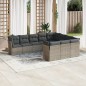 vidaXL 10-tlg. Garten-Sofagarnitur mit Kissen Grau Poly Rattan vidaXL 10-tlg. Garten-Sofagarnitur mit Kissen Grau Poly Rattan