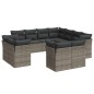 vidaXL 11-tlg. Garten-Sofagarnitur mit Kissen Grau Poly Rattan vidaXL 11-tlg. Garten-Sofagarnitur mit Kissen Grau Poly Rattan