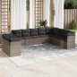 vidaXL 10-tlg. Garten-Sofagarnitur mit Kissen Grau Poly Rattan vidaXL 10-tlg. Garten-Sofagarnitur mit Kissen Grau Poly Rattan