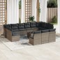 vidaXL 14-tlg. Garten-Sofagarnitur mit Kissen Grau Poly Rattan vidaXL 14-tlg. Garten-Sofagarnitur mit Kissen Grau Poly Rattan