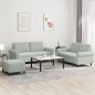 vidaXL 3-tlg. Sofagarnitur mit Kissen Hellgrau Samt vidaXL 3-tlg. Sofagarnitur mit Kissen Hellgrau Samt