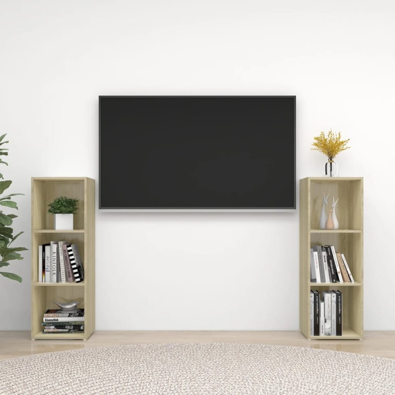 vidaXL TV-Schränke 2 Stk. Sonoma-Eiche 107x35x37 cm Holzwerkstoff vidaXL TV-Schränke 2 Stk. Sonoma-Eiche 107x35x37 cm Holzwerkstoff