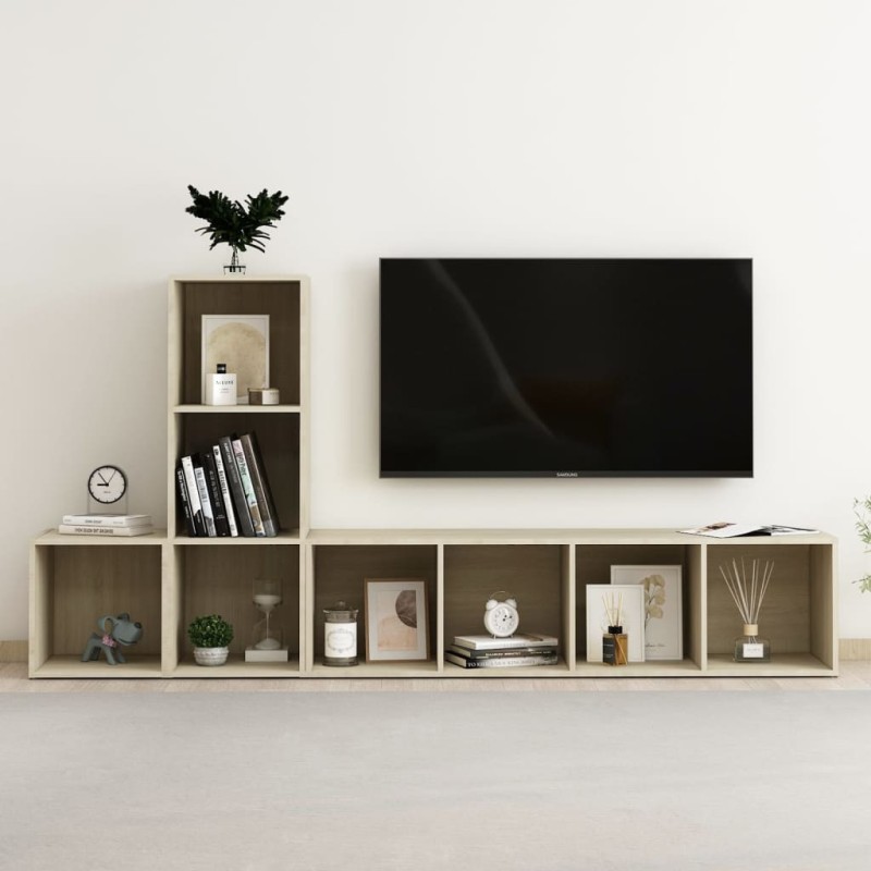 vidaXL 3-tlg. TV-Schrank-Set Sonoma-Eiche Holzwerkstoff vidaXL 3-tlg. TV-Schrank-Set Sonoma-Eiche Holzwerkstoff