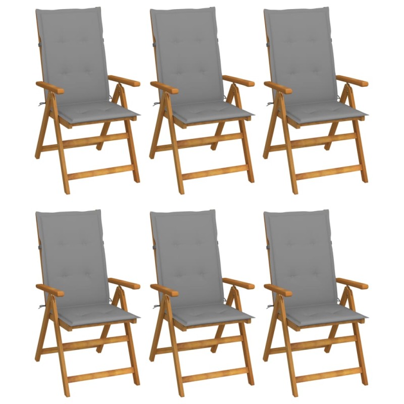 Klappbare Gartenstühle 6 Stk. mit Auflagen Massivholz Akazie Klappbare Gartenstühle 6 Stk. mit Auflagen Massivholz Akazie