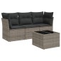 vidaXL 4-tlg. Garten-Sofagarnitur mit Kissen Grau Poly Rattan vidaXL 4-tlg. Garten-Sofagarnitur mit Kissen Grau Poly Rattan