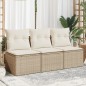 vidaXL Gartensofa mit Kissen 3-Sitzer Beige Poly Rattan vidaXL Gartensofa mit Kissen 3-Sitzer Beige Poly Rattan