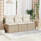 vidaXL Gartensofa mit Kissen 3-Sitzer Beige Poly Rattan vidaXL Gartensofa mit Kissen 3-Sitzer Beige Poly Rattan