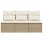 vidaXL Gartensofa mit Kissen 3-Sitzer Beige Poly Rattan vidaXL Gartensofa mit Kissen 3-Sitzer Beige Poly Rattan