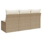vidaXL Gartensofa mit Kissen 3-Sitzer Beige Poly Rattan vidaXL Gartensofa mit Kissen 3-Sitzer Beige Poly Rattan
