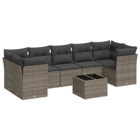 vidaXL 8-tlg. Garten-Sofagarnitur mit Kissen Grau Poly Rattan
