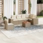 vidaXL 7-tlg. Garten-Sofagarnitur mit Kissen Beige Poly Rattan vidaXL 7-tlg. Garten-Sofagarnitur mit Kissen Beige Poly Rattan