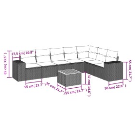 vidaXL 8-tlg. Garten-Sofagarnitur mit Kissen Beige Poly Rattan