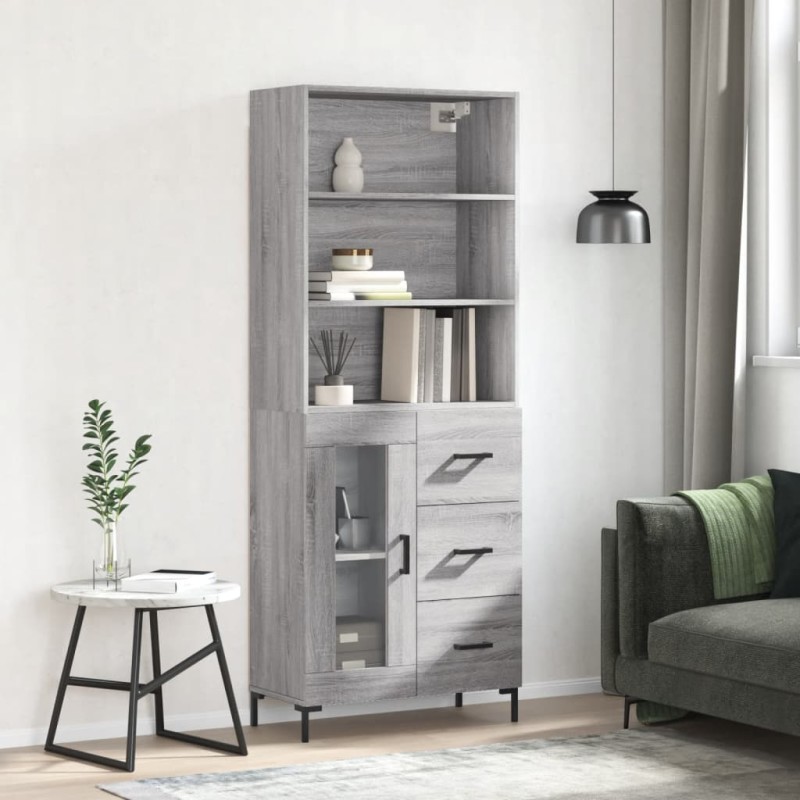 Highboard Grau Sonoma 69,5x34x180 cm Holzwerkstoff Highboard Grau Sonoma 69,5x34x180 cm Holzwerkstoff