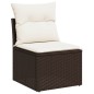 vidaXL Gartensofa ohne Armlehnen mit Kissen Braun Poly Rattan vidaXL Gartensofa ohne Armlehnen mit Kissen Braun Poly Rattan