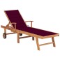 Sonnenliege mit Auflage Weinrot Massivholz Teak Sonnenliege mit Auflage Weinrot Massivholz Teak