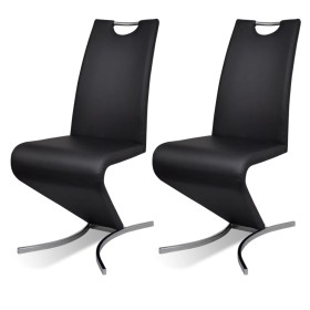 vidaXL Esszimmerstühle 2 Stk. Schwarz Kunstleder 