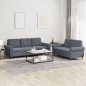 vidaXL 2-tlg. Sofagarnitur mit Kissen Dunkelgrau Samt vidaXL 2-tlg. Sofagarnitur mit Kissen Dunkelgrau Samt