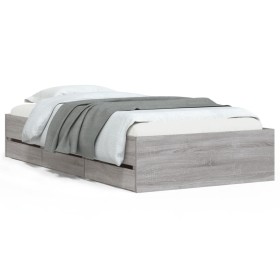 vidaXL Bettgestell mit Schubladen Grau Sonoma 75x190 cm Holzwerkstoff