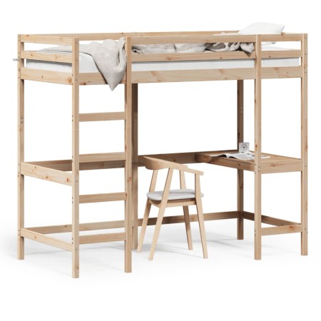 vidaXL Hochbett mit Schreibtisch 90x200 cm Massivholz Kiefer
