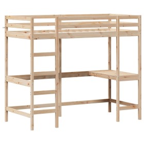 vidaXL Hochbett mit Schreibtisch 90x200 cm Massivholz Kiefer