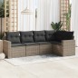 vidaXL 5-tlg. Garten-Sofagarnitur mit Kissen Grau Poly Rattan vidaXL 5-tlg. Garten-Sofagarnitur mit Kissen Grau Poly Rattan