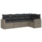 vidaXL 5-tlg. Garten-Sofagarnitur mit Kissen Grau Poly Rattan vidaXL 5-tlg. Garten-Sofagarnitur mit Kissen Grau Poly Rattan