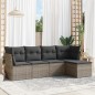 vidaXL 5-tlg. Garten-Sofagarnitur mit Kissen Grau Poly Rattan vidaXL 5-tlg. Garten-Sofagarnitur mit Kissen Grau Poly Rattan