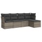 vidaXL 5-tlg. Garten-Sofagarnitur mit Kissen Grau Poly Rattan vidaXL 5-tlg. Garten-Sofagarnitur mit Kissen Grau Poly Rattan