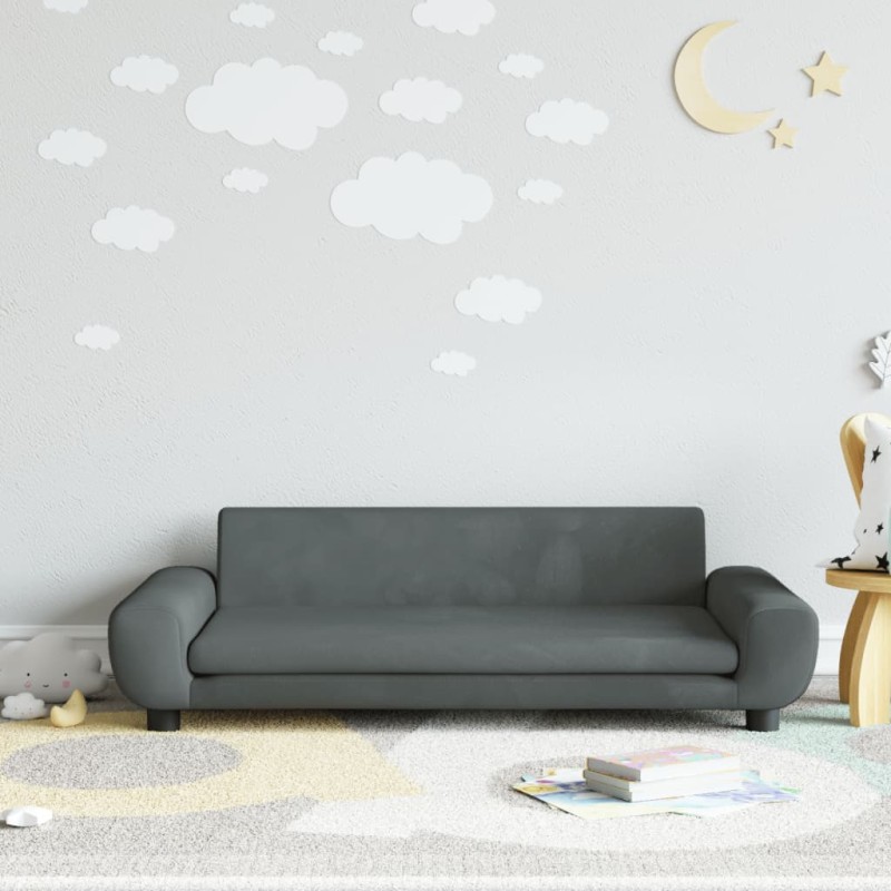 vidaXL Kindersofa Dunkelgrau 100x54x33 cm Samt vidaXL Kindersofa Dunkelgrau 100x54x33 cm Samt