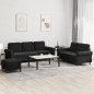 vidaXL 3-tlg. Sofagarnitur mit Kissen Schwarz Samt vidaXL 3-tlg. Sofagarnitur mit Kissen Schwarz Samt