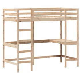 vidaXL Hochbett mit Schreibtisch 90x190 cm Massivholz Kiefer