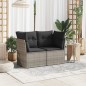 vidaXL Gartensofa 2-Sitzer mit Kissen Grau Poly Rattan vidaXL Gartensofa 2-Sitzer mit Kissen Grau Poly Rattan