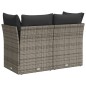 vidaXL Gartensofa 2-Sitzer mit Kissen Grau Poly Rattan vidaXL Gartensofa 2-Sitzer mit Kissen Grau Poly Rattan