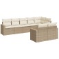 vidaXL 8-tlg. Garten-Sofagarnitur mit Kissen Beige Poly Rattan