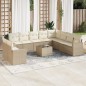 vidaXL 11-tlg. Garten-Sofagarnitur mit Kissen Beige Poly Rattan vidaXL 11-tlg. Garten-Sofagarnitur mit Kissen Beige Poly Rattan