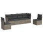 vidaXL 6-tlg. Garten-Sofagarnitur mit Kissen Grau Poly Rattan vidaXL 6-tlg. Garten-Sofagarnitur mit Kissen Grau Poly Rattan