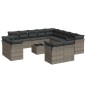 vidaXL 14-tlg. Garten-Sofagarnitur mit Kissen Grau Poly Rattan vidaXL 14-tlg. Garten-Sofagarnitur mit Kissen Grau Poly Rattan
