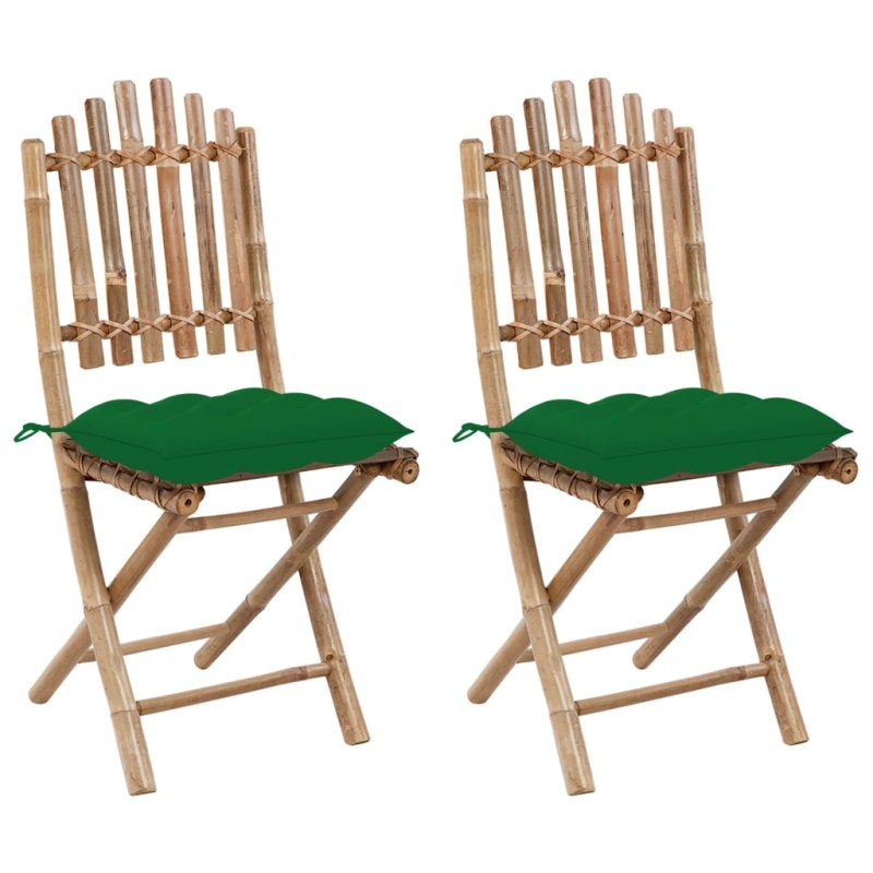 Klappbare Gartenstühle 2 Stk. mit Kissen Bambus Klappbare Gartenstühle 2 Stk. mit Kissen Bambus