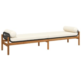 vidaXL Gartenbank mit Kissen Schwarz Poly Rattan Akazie