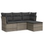 vidaXL 4-tlg. Garten-Sofagarnitur mit Kissen Grau Poly Rattan vidaXL 4-tlg. Garten-Sofagarnitur mit Kissen Grau Poly Rattan