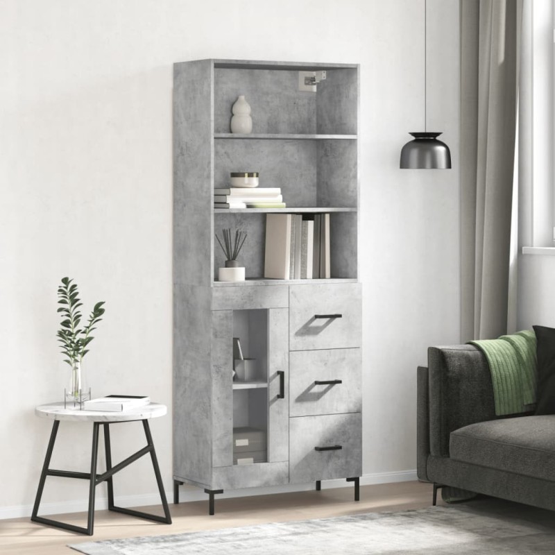 Highboard Betongrau 69,5x34x180 cm Holzwerkstoff Highboard Betongrau 69,5x34x180 cm Holzwerkstoff