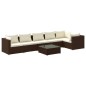 vidaXL 7-tlg. Garten-Lounge-Set mit Kissen Poly Rattan Braun vidaXL 7-tlg. Garten-Lounge-Set mit Kissen Poly Rattan Braun